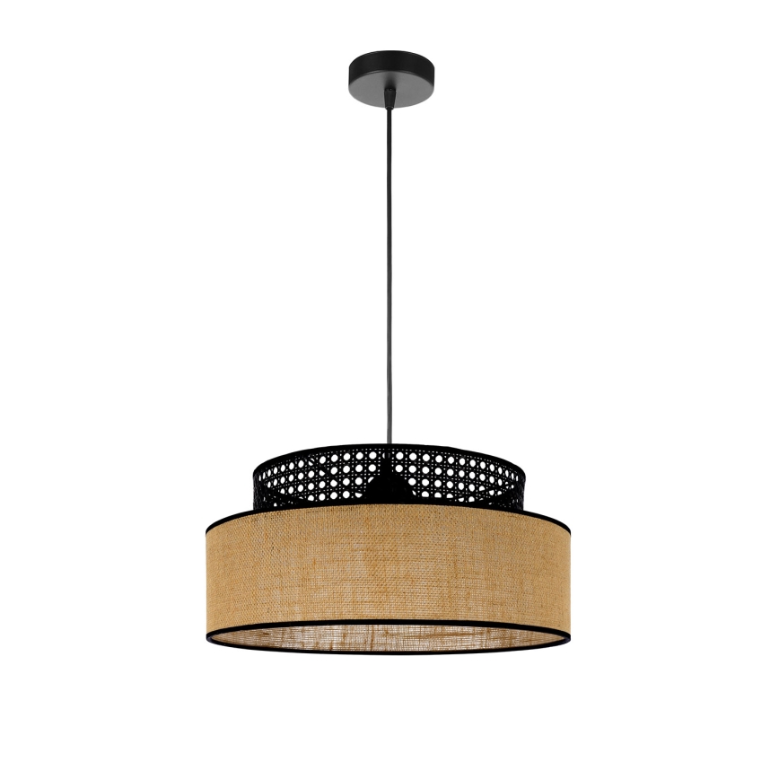 Chandelier on a string BOHO 1xE27/60W/230V black/rattan