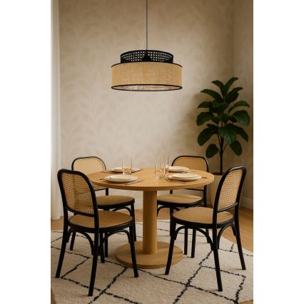 Chandelier on a string BOHO 1xE27/60W/230V black/rattan