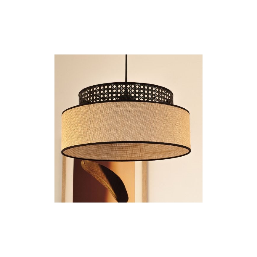 Chandelier on a string BOHO 1xE27/60W/230V black/rattan