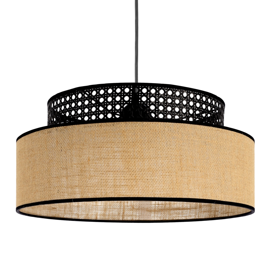 Chandelier on a string BOHO 1xE27/60W/230V black/rattan