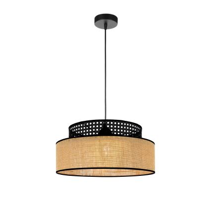 Chandelier on a string BOHO 1xE27/60W/230V black/rattan