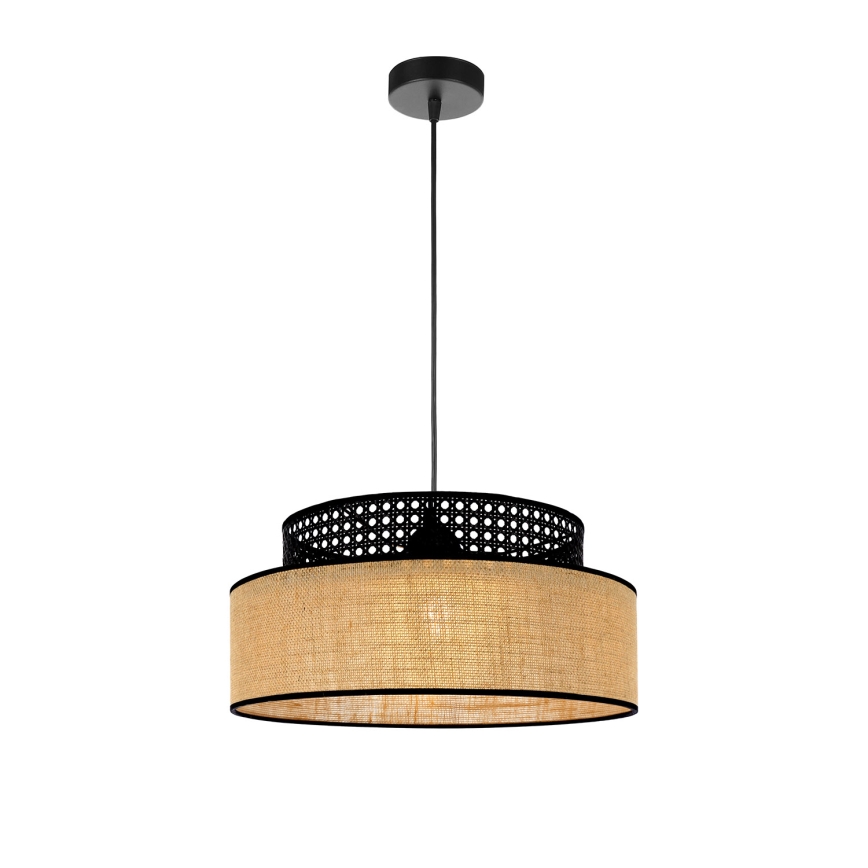 Chandelier on a string BOHO 1xE27/60W/230V black/rattan