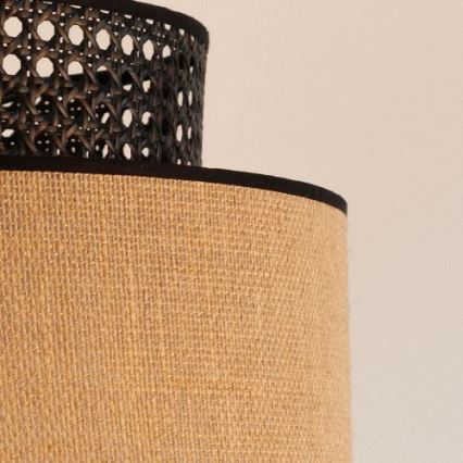 Chandelier on a string BOHO 1xE27/60W/230V black/rattan