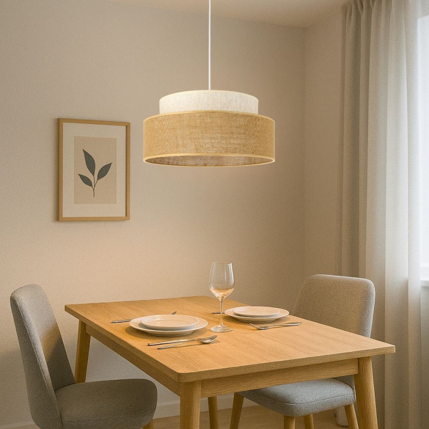Chandelier on a string BOHO 1xE27/60W/230V creamy/beige
