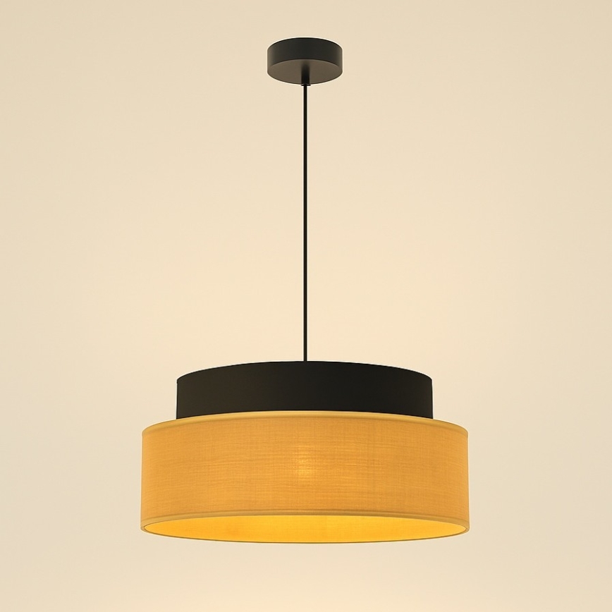 Chandelier on a string BOHO 1xE27/60W/230V d. 40 cm black/beige