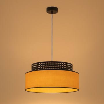 Chandelier on a string BOHO 1xE27/60W/230V d. 40 cm black/rattan