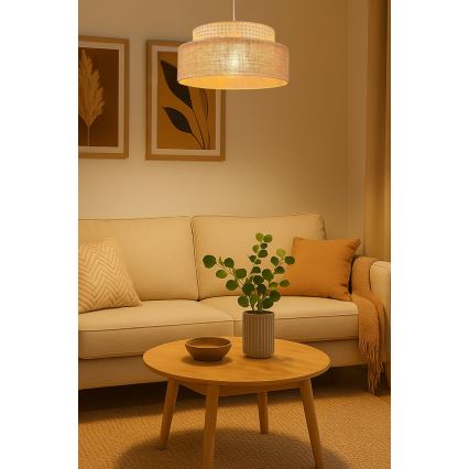Chandelier on a string BOHO 1xE27/60W/230V d. 40 cm rattan