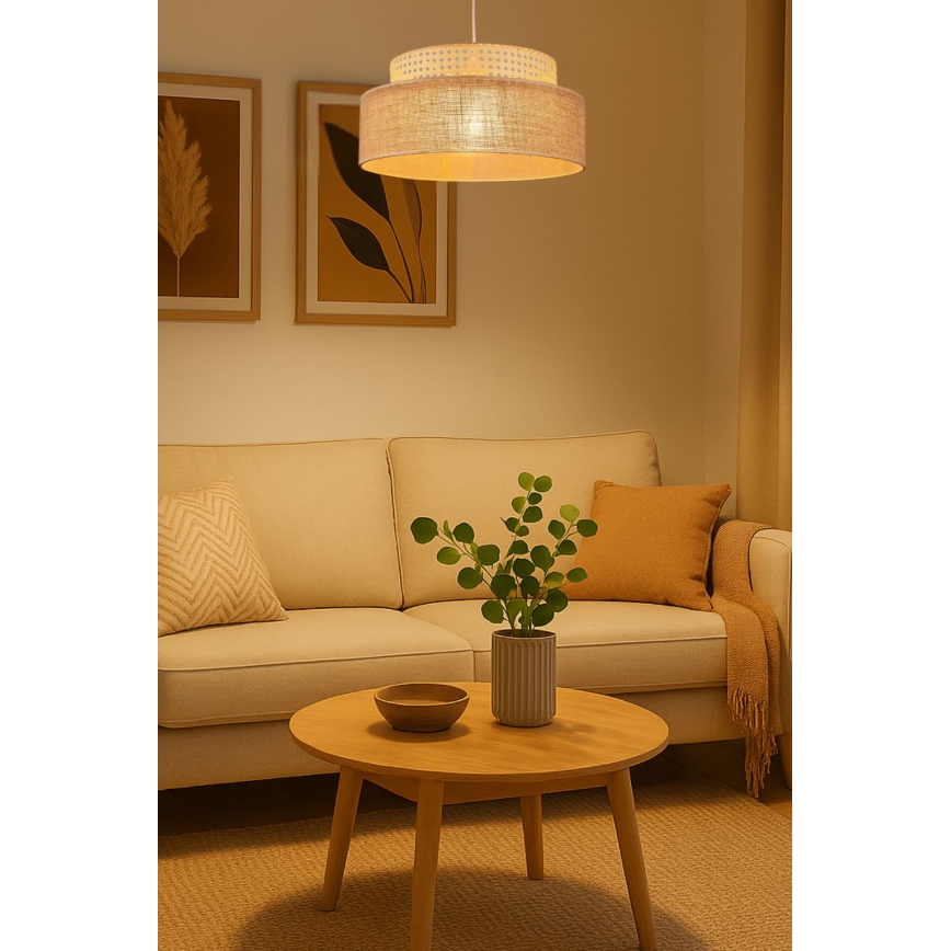 Chandelier on a string BOHO 1xE27/60W/230V rattan