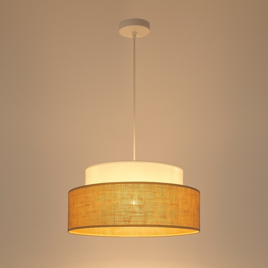 Chandelier on a string BOHO 1xE27/60W/230V white/beige