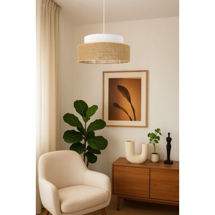 Chandelier on a string BOHO 1xE27/60W/230V white/beige