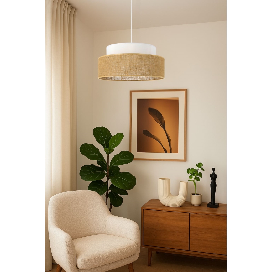 Chandelier on a string BOHO 1xE27/60W/230V white/beige