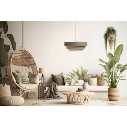 Chandelier on a string BOHO TRINITI 1xE27/60W/230V grey/beige/creamy