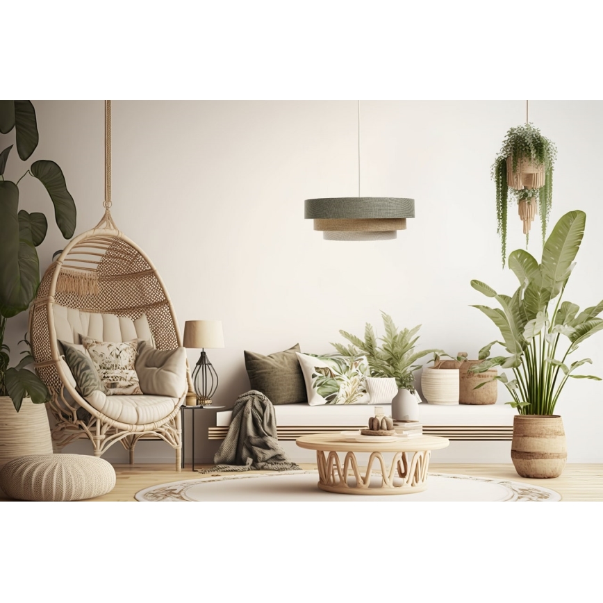 Chandelier on a string BOHO TRINITI 1xE27/60W/230V grey/beige/creamy