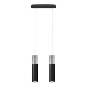Chandelier on a string BORGIO 2xGU10/40W/230V concrete/metal black