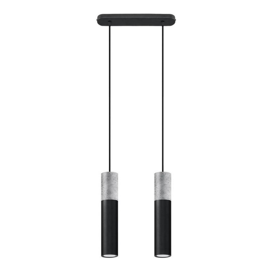 Chandelier on a string BORGIO 2xGU10/40W/230V concrete/metal black