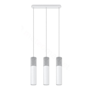 Chandelier on a string BORGIO 3xGU10/40W/230V concrete/metal white