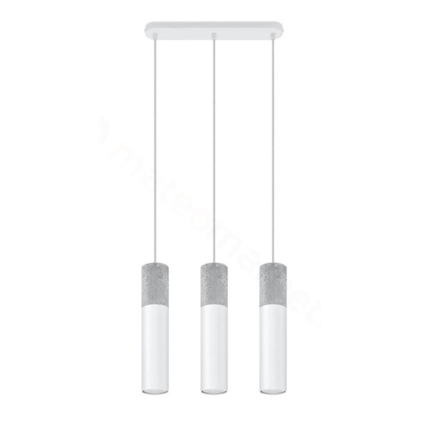 Chandelier on a string BORGIO 3xGU10/40W/230V concrete/metal white