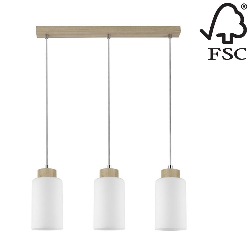 Chandelier on a string BOSCO 3xE27/60W/230V birch - FSC certified