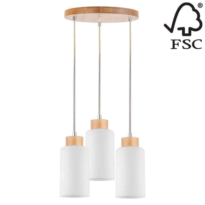 Chandelier on a string BOSCO 3xE27/60W/230V birch - FSC certified