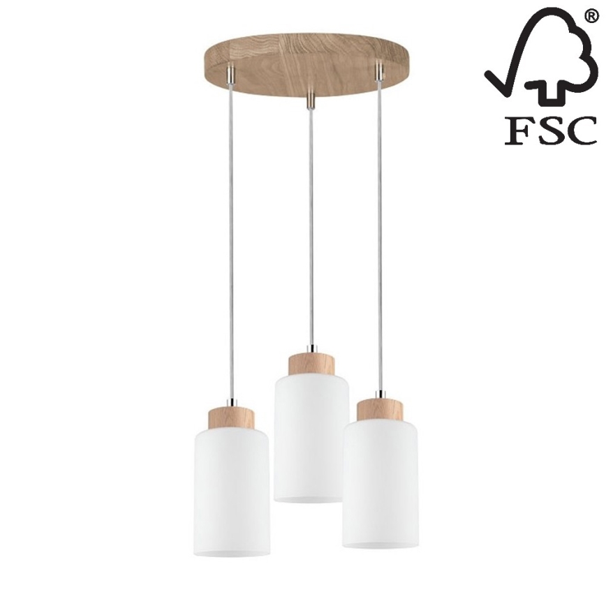 Chandelier on a string BOSCO 3xE27/60W/230V oak - FSC certified