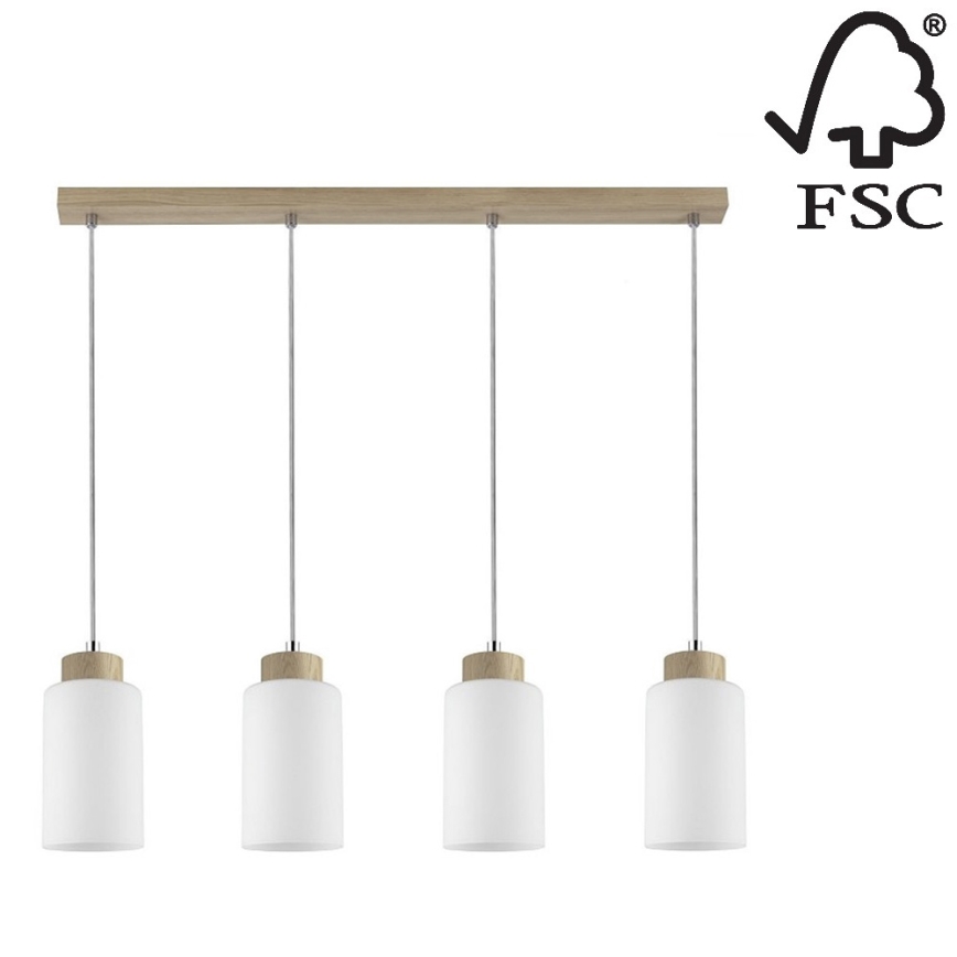 Chandelier on a string BOSCO 4xE27/60W/230V oak - FSC certified