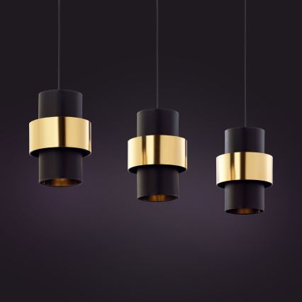 Chandelier on a string CALISTO 3xE27/15W/230V gold/black