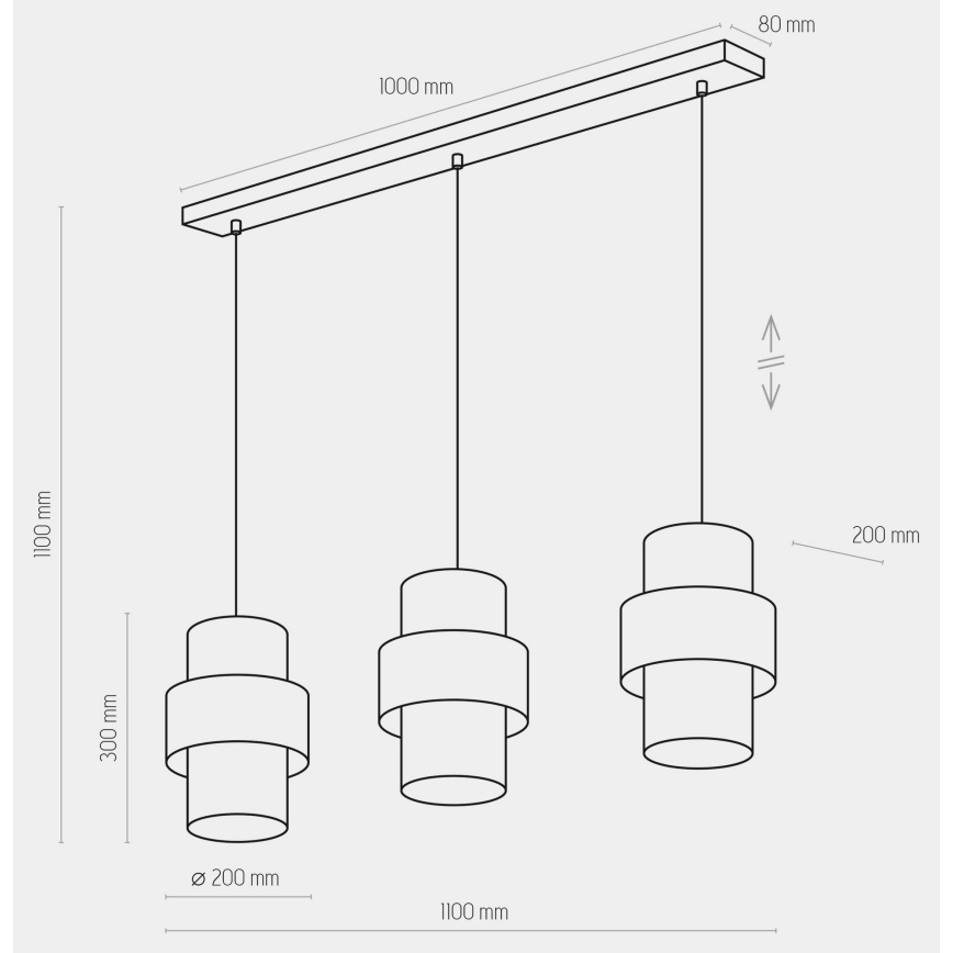 Chandelier on a string CALISTO 3xE27/15W/230V gold/black