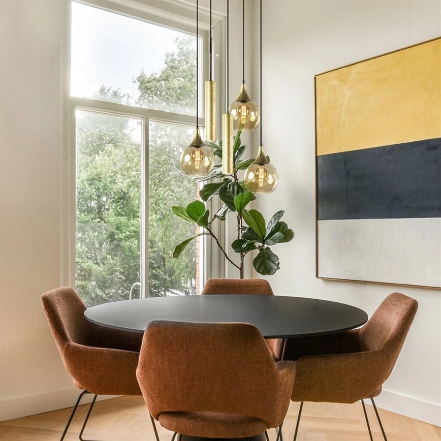 Chandelier on a string CALYPSO 2xGU10/60W/230V + 3xE27/60W black/gold