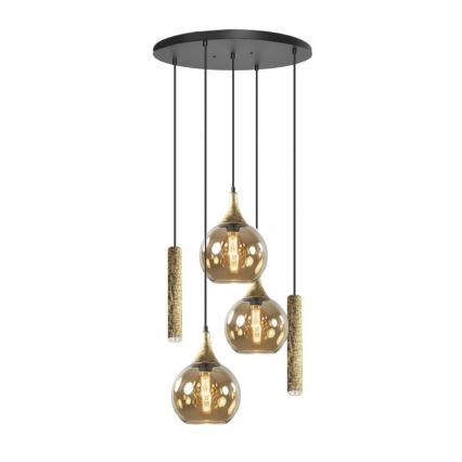 Chandelier on a string CALYPSO 2xGU10/60W/230V + 3xE27/60W black/gold