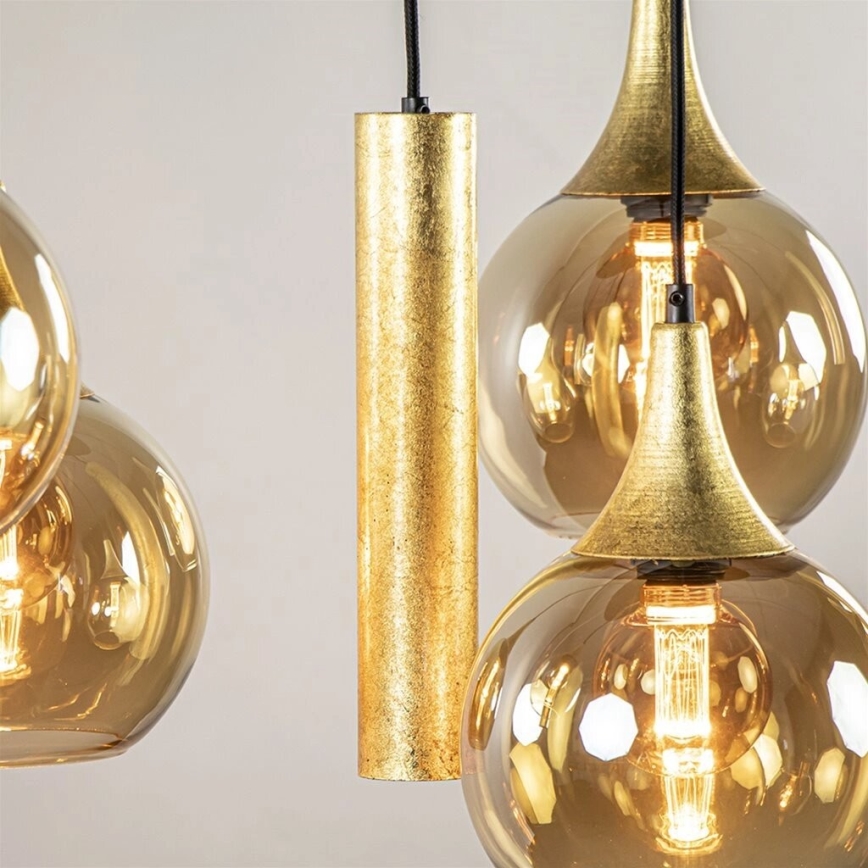 Chandelier on a string CALYPSO 2xGU10/60W/230V + 3xE27/60W black/gold
