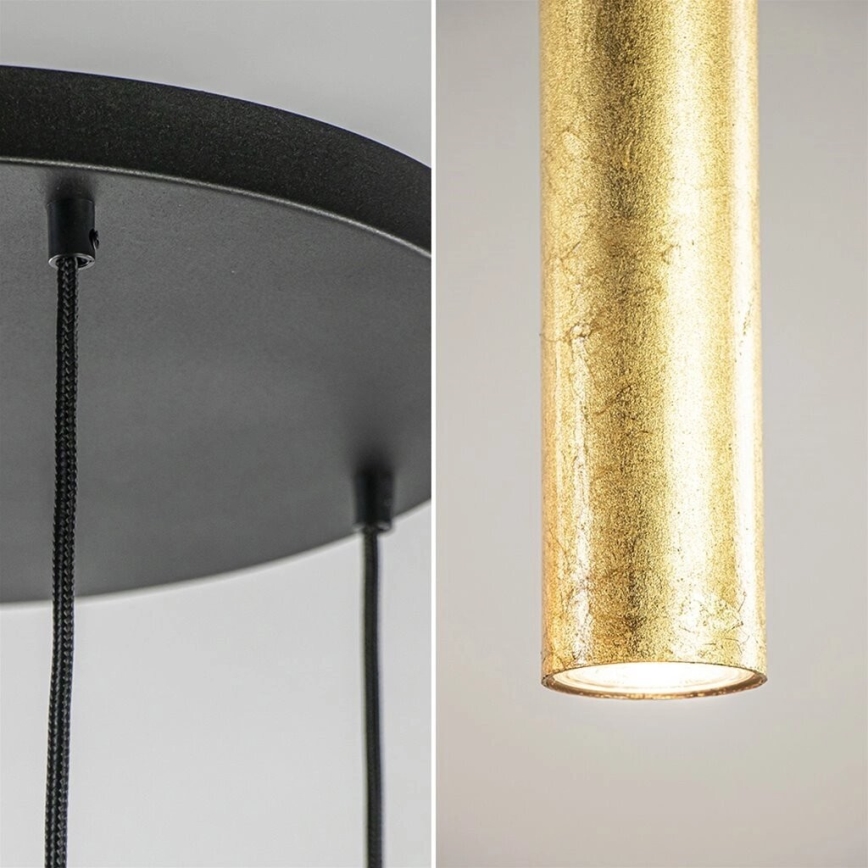 Chandelier on a string CALYPSO 2xGU10/60W/230V + 3xE27/60W black/gold