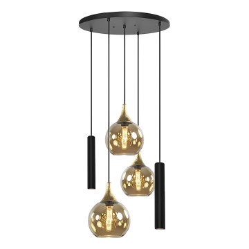 Chandelier on a string CALYPSO 2xGU10/60W/230V + 3xE27/60W black/gold