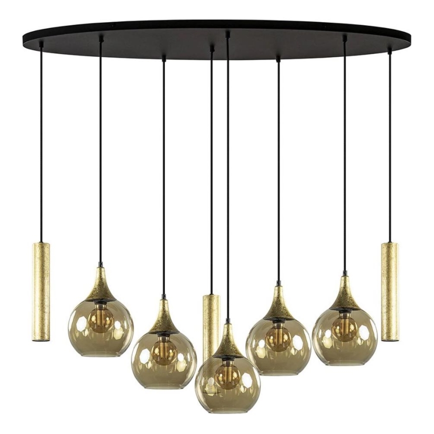 Chandelier on a string CALYPSO 3xGU10/60W/230V + 5xE27/60W black/gold