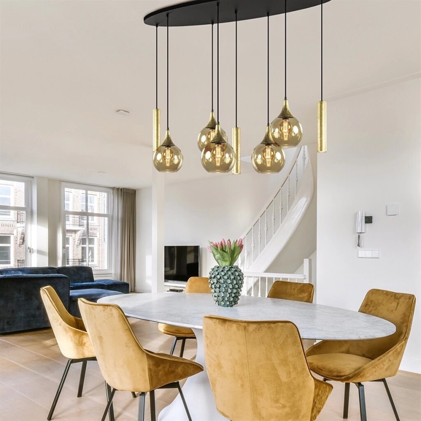 Chandelier on a string CALYPSO 3xGU10/60W/230V + 5xE27/60W black/gold