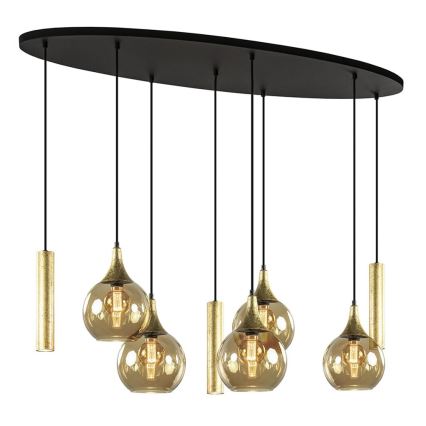 Chandelier on a string CALYPSO 3xGU10/60W/230V + 5xE27/60W black/gold