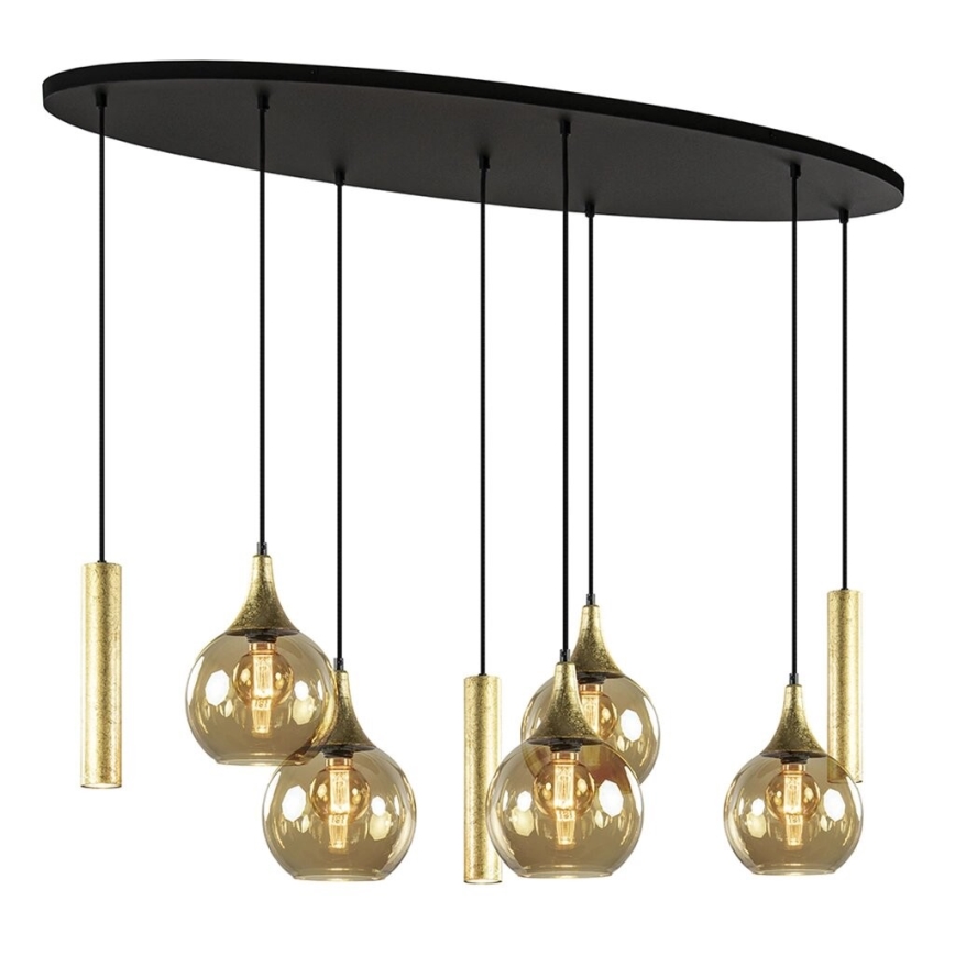Chandelier on a string CALYPSO 3xGU10/60W/230V + 5xE27/60W black/gold