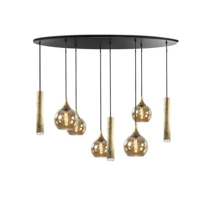 Chandelier on a string CALYPSO 3xGU10/60W/230V + 5xE27/60W black/gold