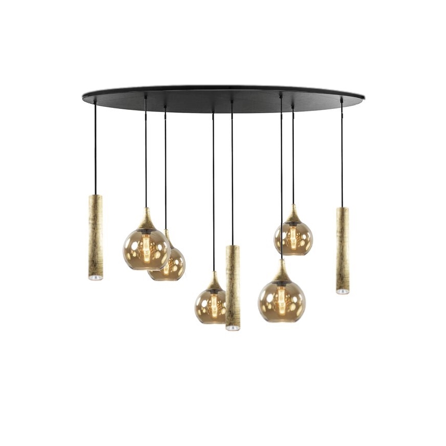 Chandelier on a string CALYPSO 3xGU10/60W/230V + 5xE27/60W black/gold