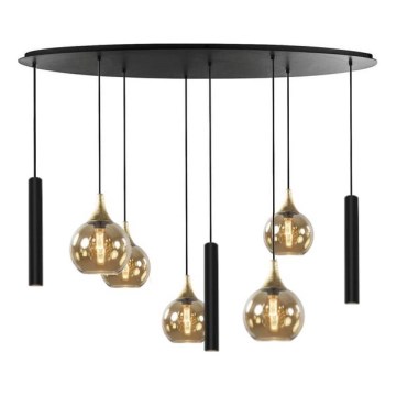 Chandelier on a string CALYPSO 3xGU10/60W/230V + 5xE27/60W black/gold