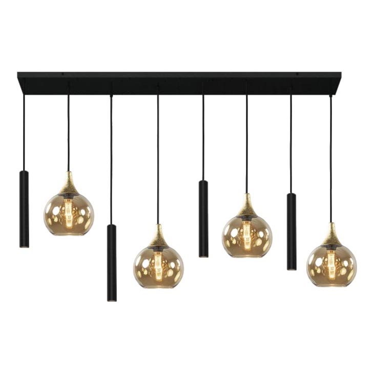 Chandelier on a string CALYPSO 4xGU10/60W/230V + 4xE27/60W black/gold