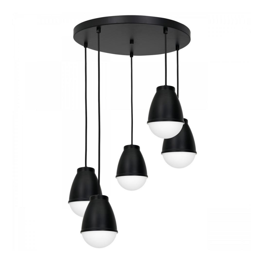 Chandelier on a string CARYON 5xE14/60W/230V black round