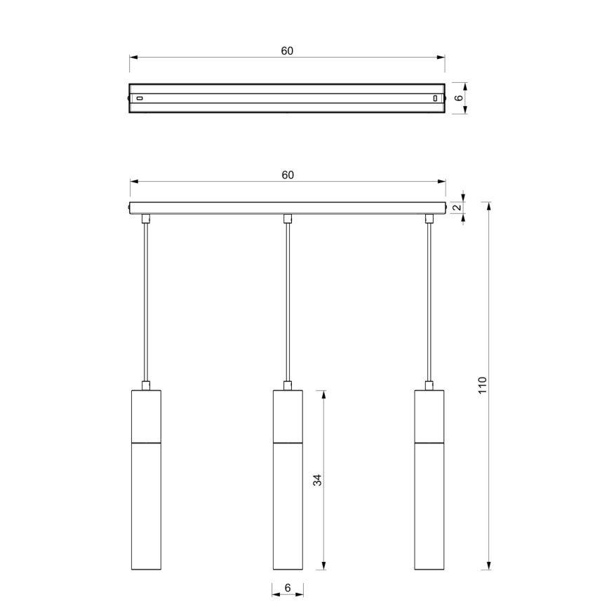 Chandelier on a string CASSA 3xGU10/60W/230V black