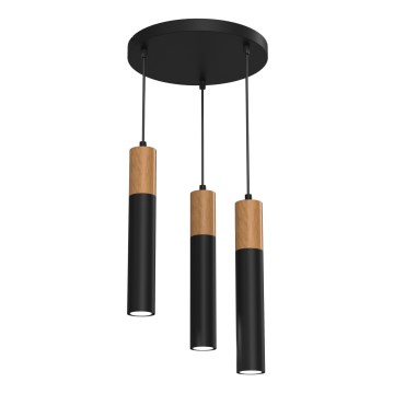 Chandelier on a string CASSA 3xGU10/60W/230V black round
