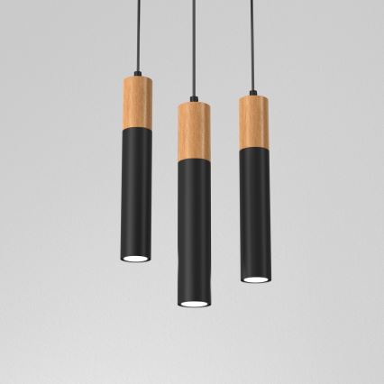 Chandelier on a string CASSA 3xGU10/60W/230V black round
