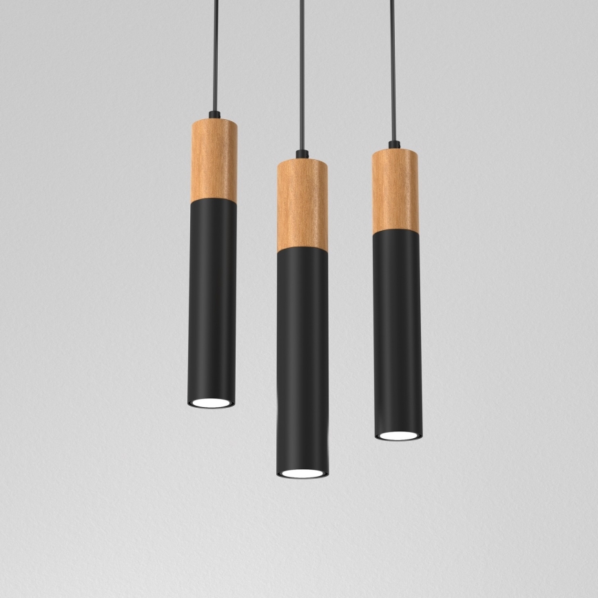Chandelier on a string CASSA 3xGU10/60W/230V black round