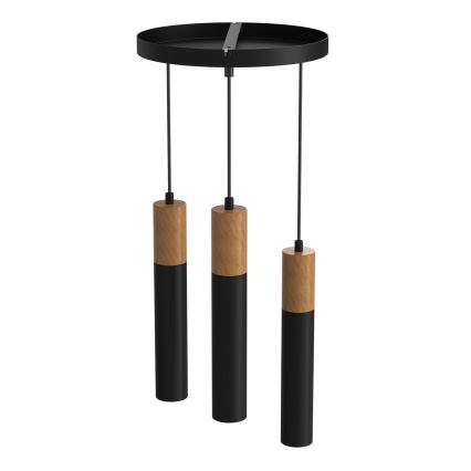 Chandelier on a string CASSA 3xGU10/60W/230V black round