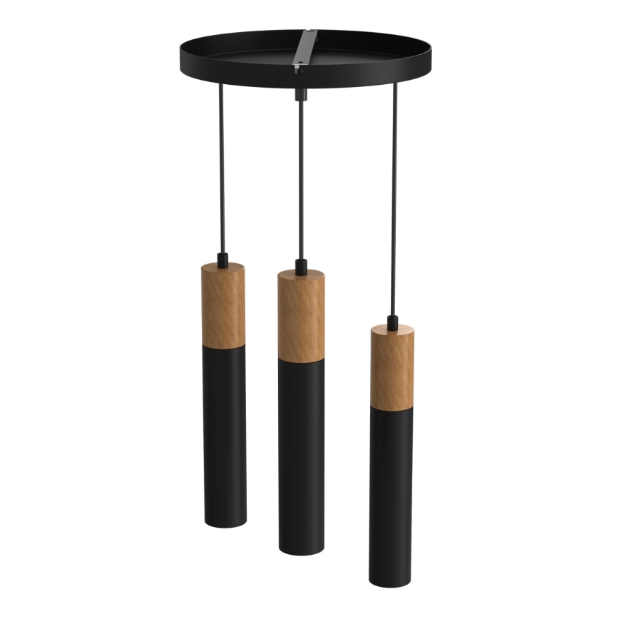 Chandelier on a string CASSA 3xGU10/60W/230V black round