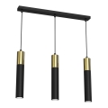 Chandelier on a string CASSA 3xGU10/8W/230V black/golden