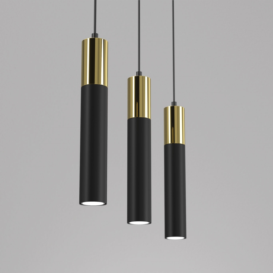 Chandelier on a string CASSA 3xGU10/8W/230V black/golden