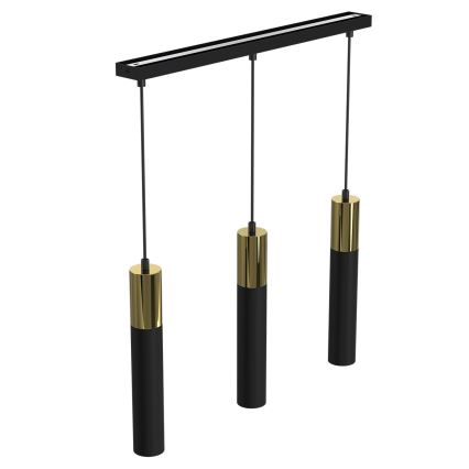 Chandelier on a string CASSA 3xGU10/8W/230V black/golden